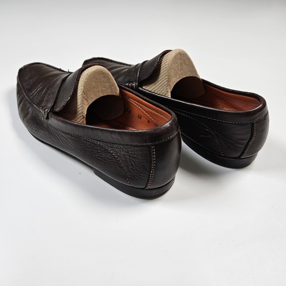 Santoni Italy Leather Penny Loafer Dress Shoes Brown Men\'s Size US 10 Driving main image 10